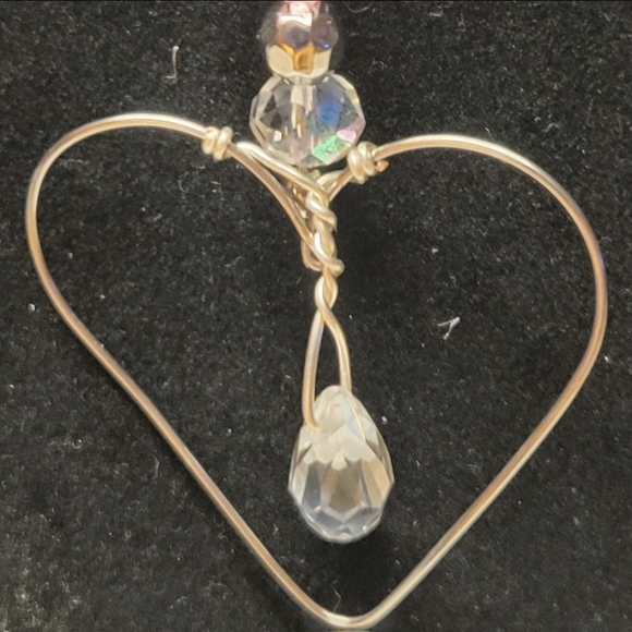 Silver and Different Colored Crystal Bicone Bead Suncatcher with Heart - Picture 3 of 7